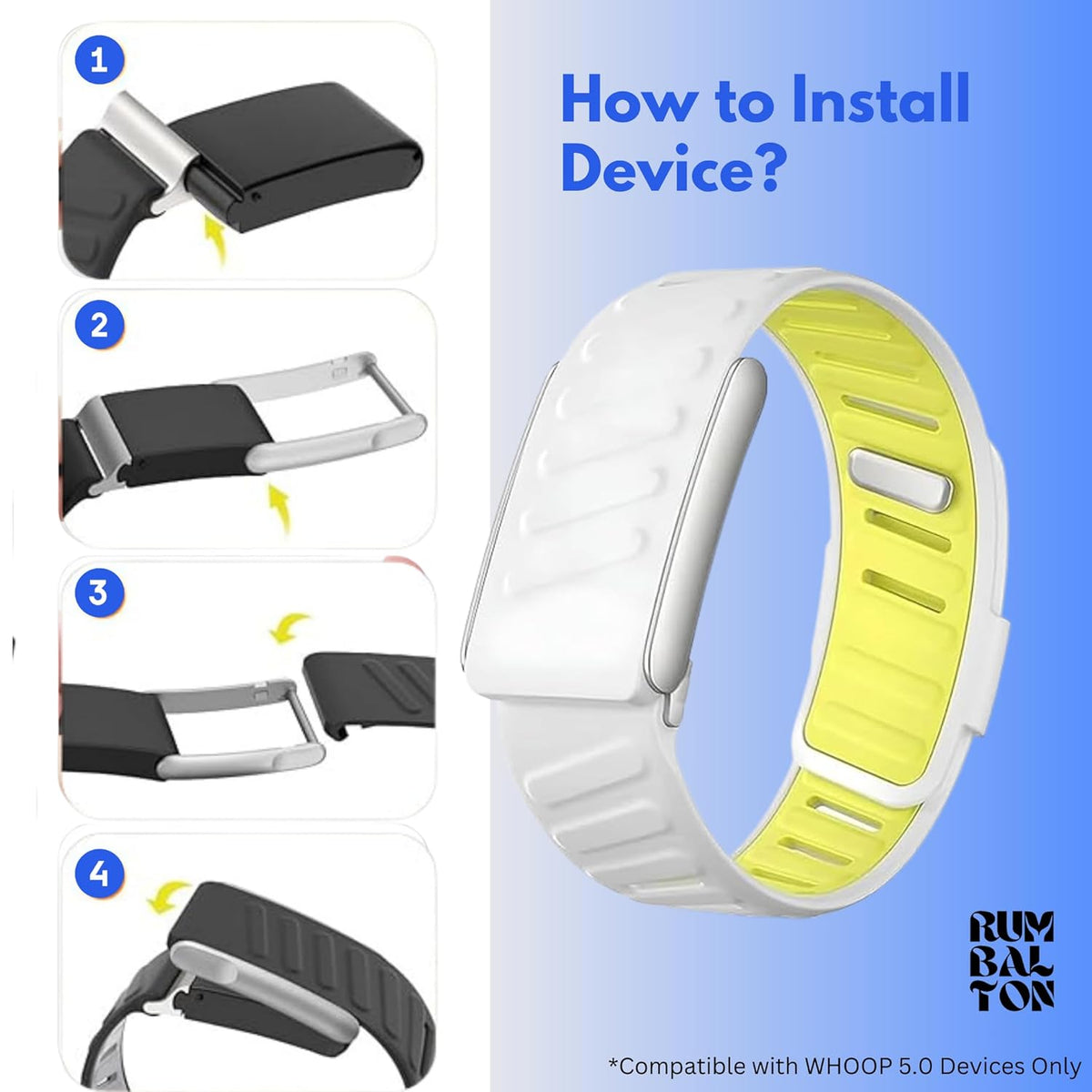 Rumbalton Sport Flex Silicone Straps for WHOOP 5.0 One, Peak, Life/ MG