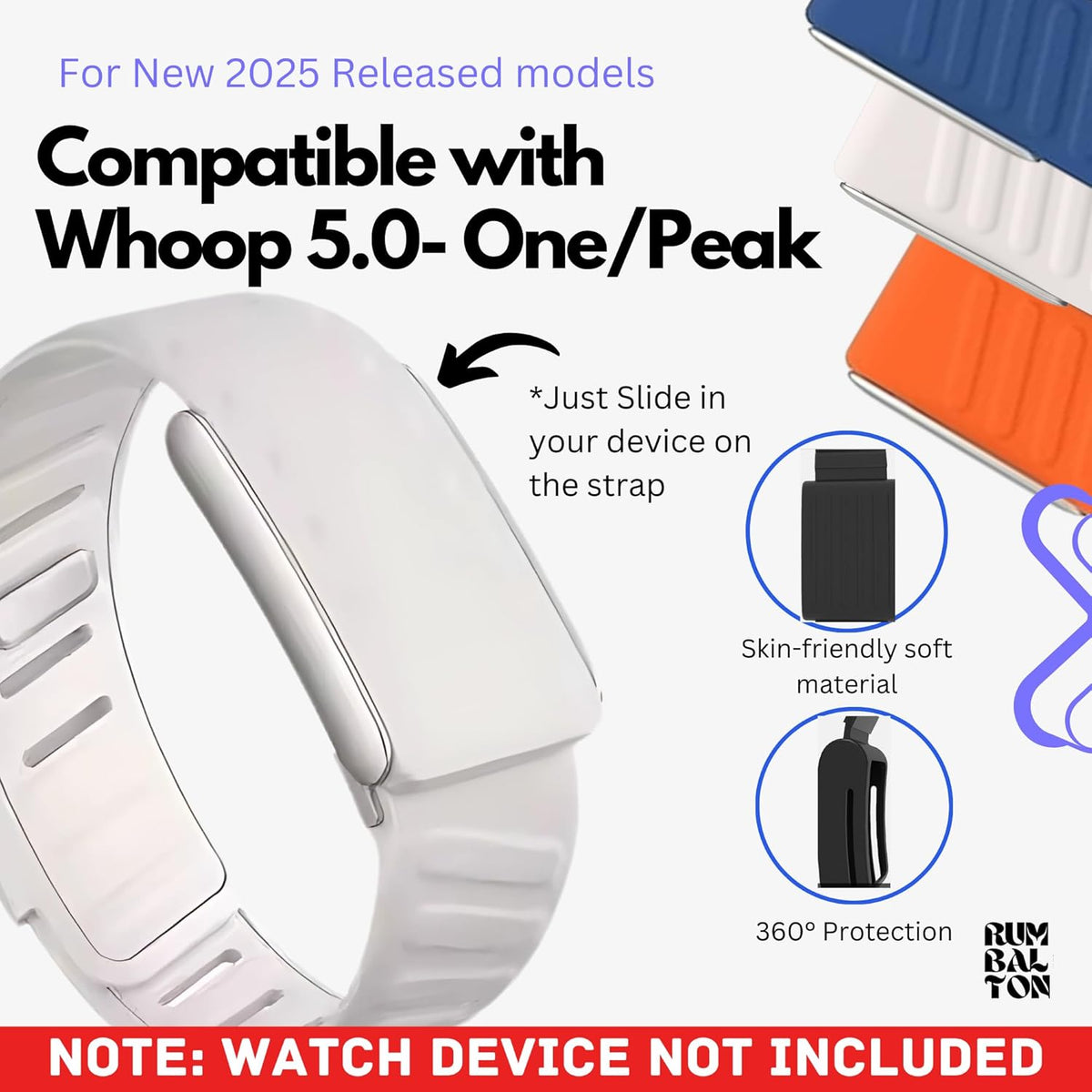 Rumbalton Sport Flex Silicone Straps for WHOOP 5.0 One, Peak, Life/ MG