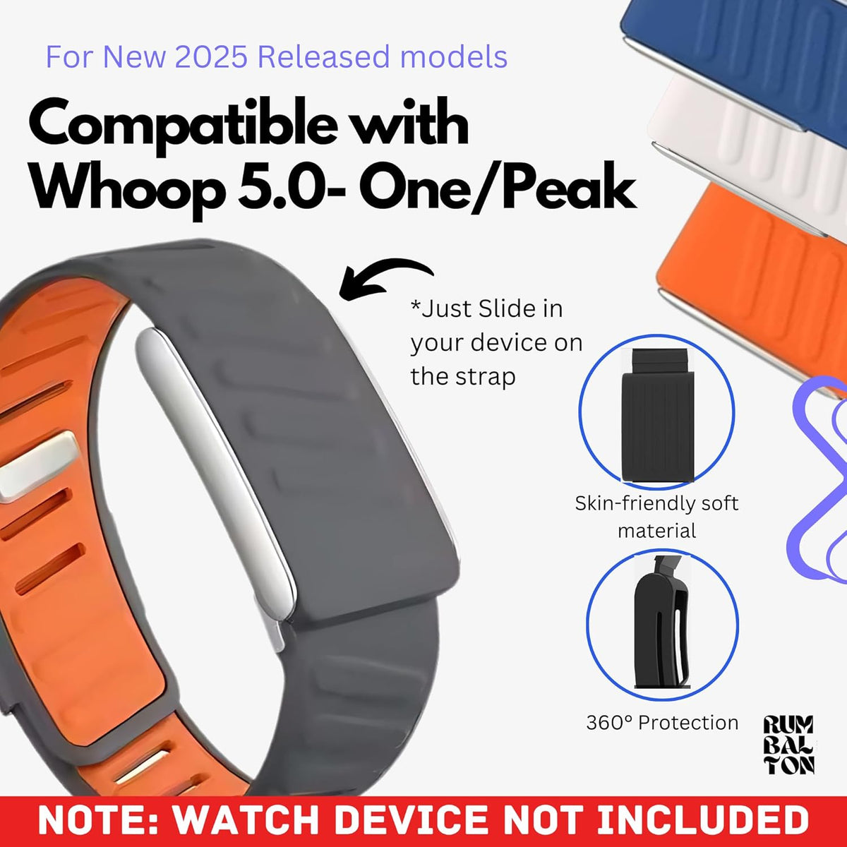 Rumbalton Sport Flex Silicone Straps for WHOOP 5.0 One, Peak, Life/ MG