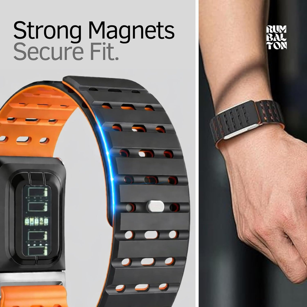 Rumbalton Magnetic Silicone Sport Band for WHOOP 5.0 One, Peak, Life/ MG
