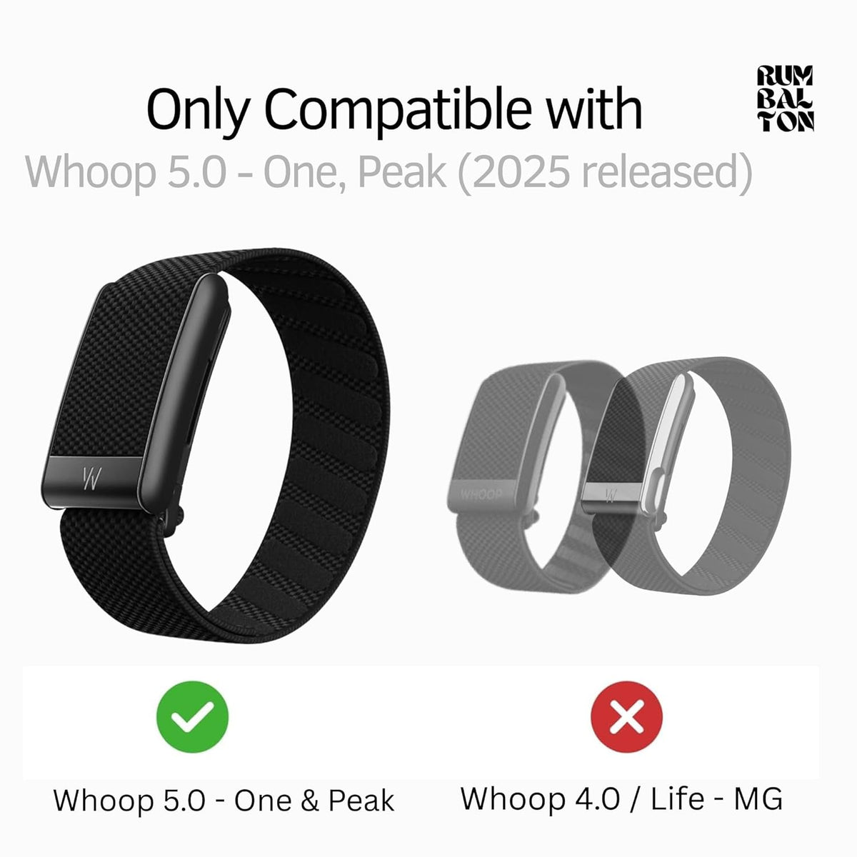 Rumbalton CloudSoft Nylon Wrist Strap for WHOOP 5.0 One, Peak, Life/ MG