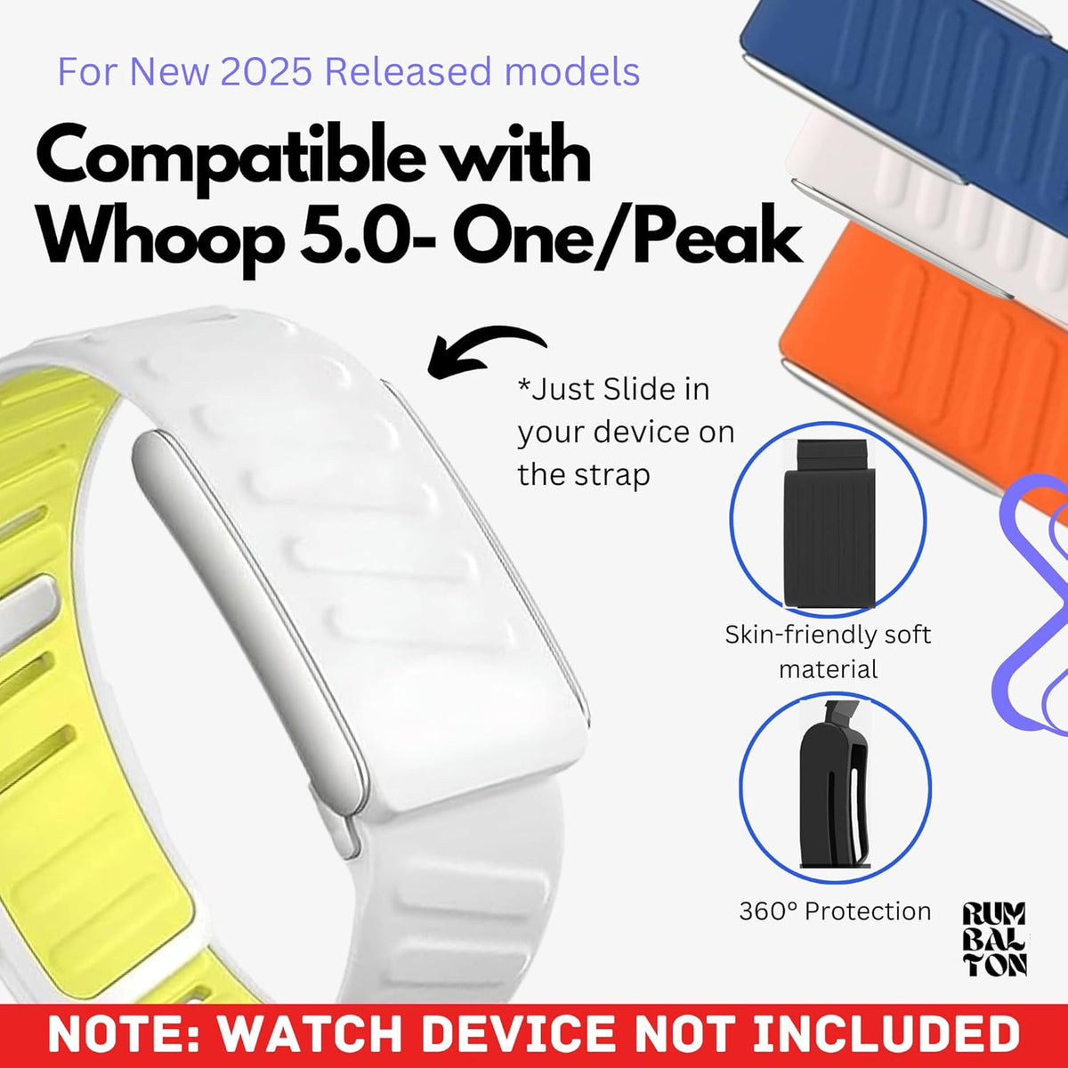 Rumbalton Sport Flex Silicone Straps for WHOOP 5.0 One, Peak, Life/ MG