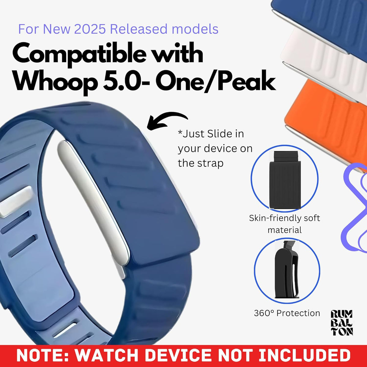 Rumbalton Sport Flex Silicone Straps for WHOOP 5.0 One, Peak, Life/ MG
