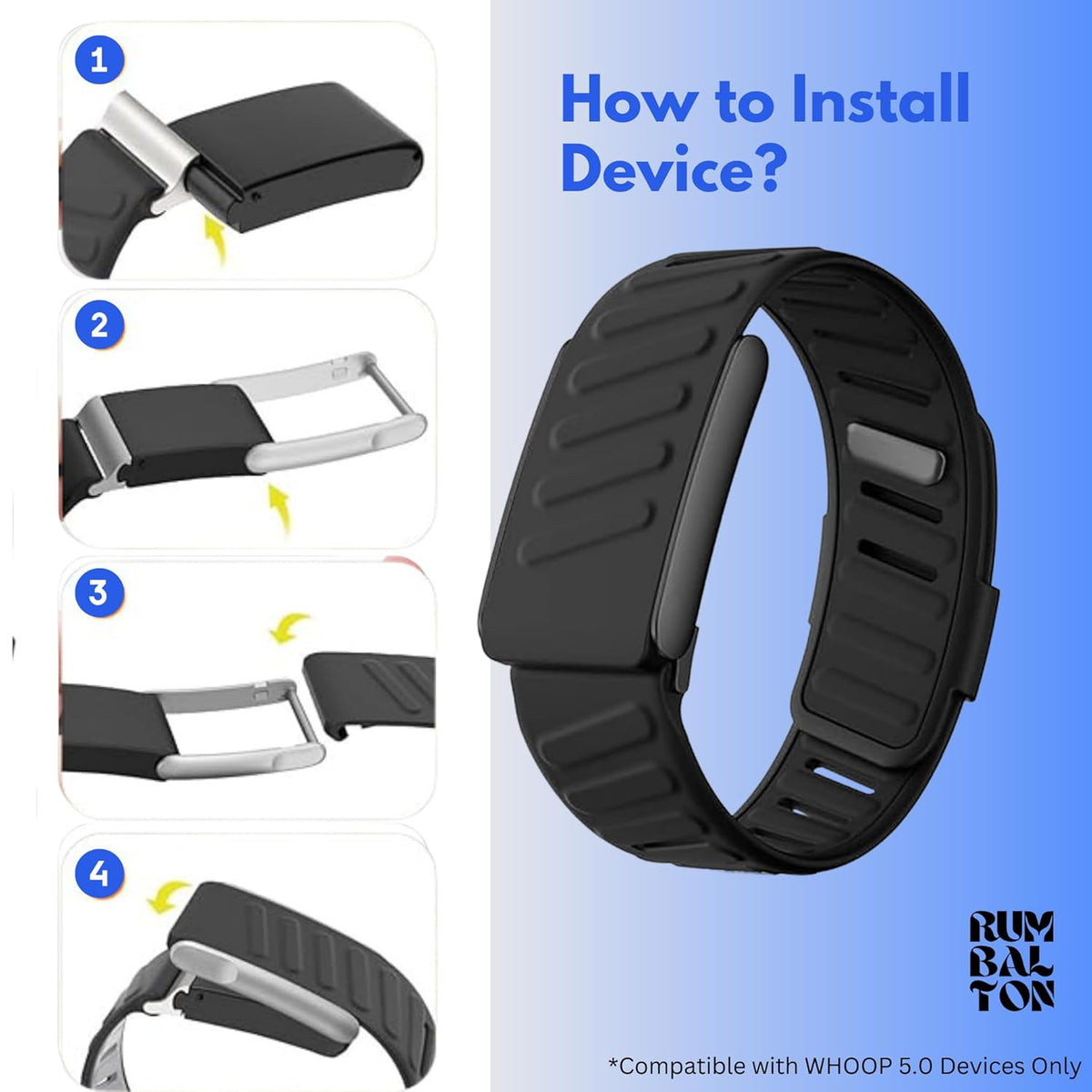 Rumbalton Sport Flex Silicone Straps for WHOOP 5.0 One, Peak, Life/ MG