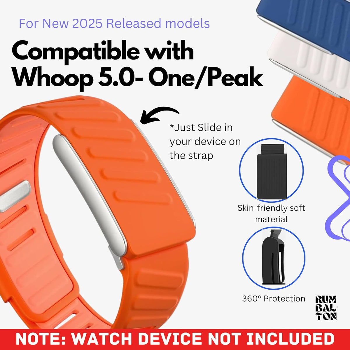 Rumbalton Sport Flex Silicone Straps for WHOOP 5.0 One, Peak, Life/ MG