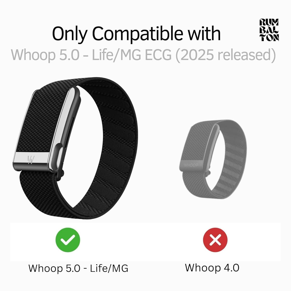 Rumbalton Magnetic Silicone Sport Band for WHOOP 5.0 One, Peak, Life/ MG