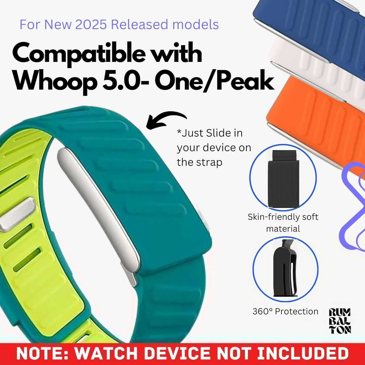 Rumbalton Sport Flex Silicone Straps for WHOOP 5.0 One, Peak, Life/ MG