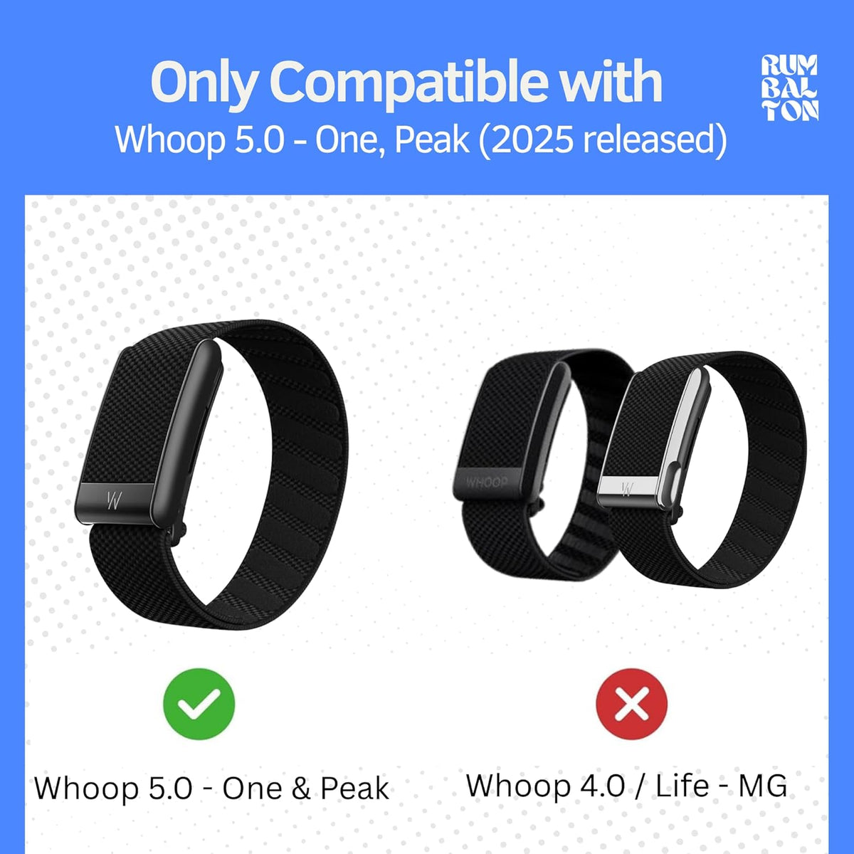 Rumbalton Sport Flex Silicone Straps for WHOOP 5.0 One, Peak, Life/ MG