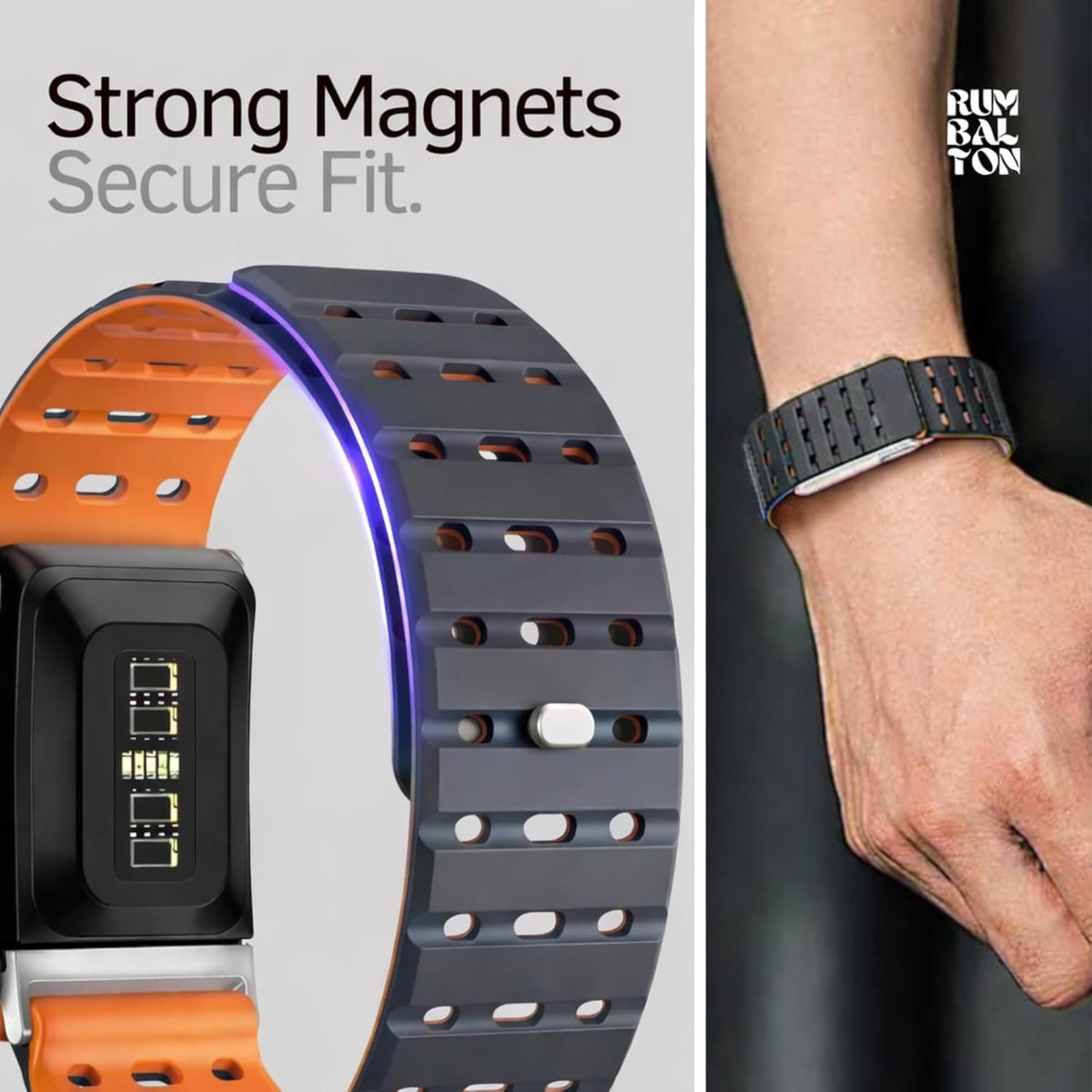 Rumbalton Magnetic Silicone Sport Band for WHOOP 5.0 One, Peak, Life/ MG