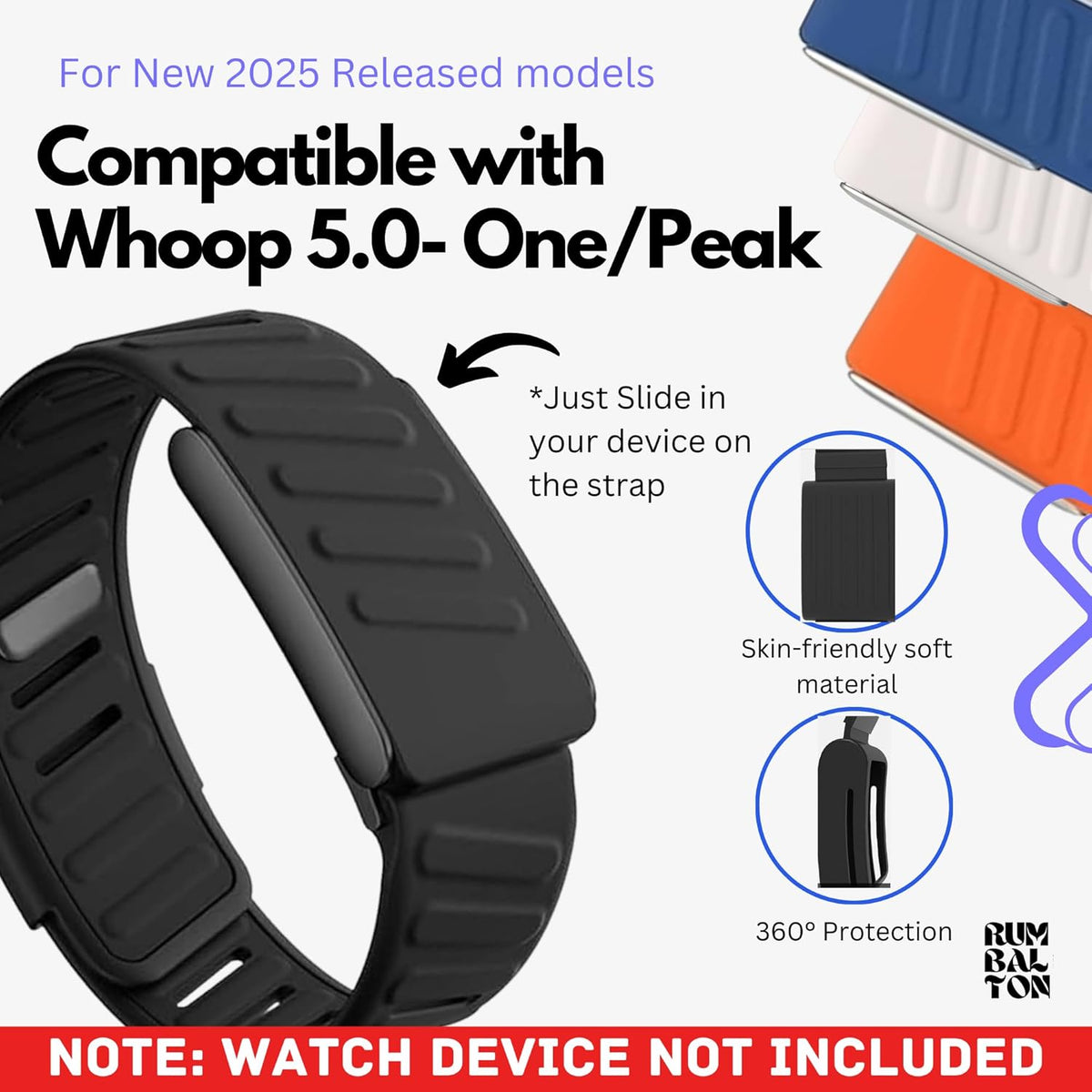 Rumbalton Sport Flex Silicone Straps for WHOOP 5.0 One, Peak, Life/ MG