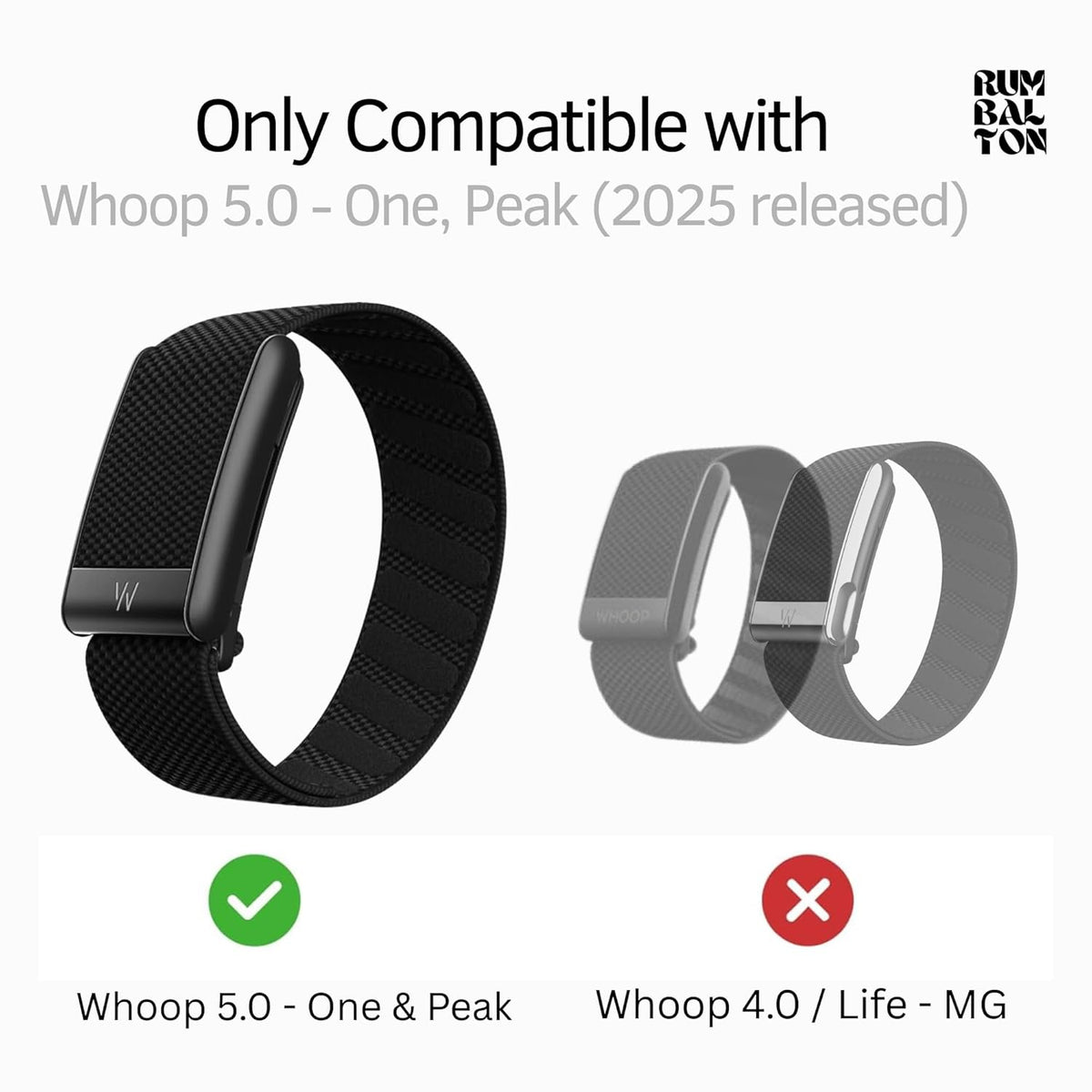 Rumbalton Magnetic Silicone Sport Band for WHOOP 5.0 One, Peak, Life/ MG