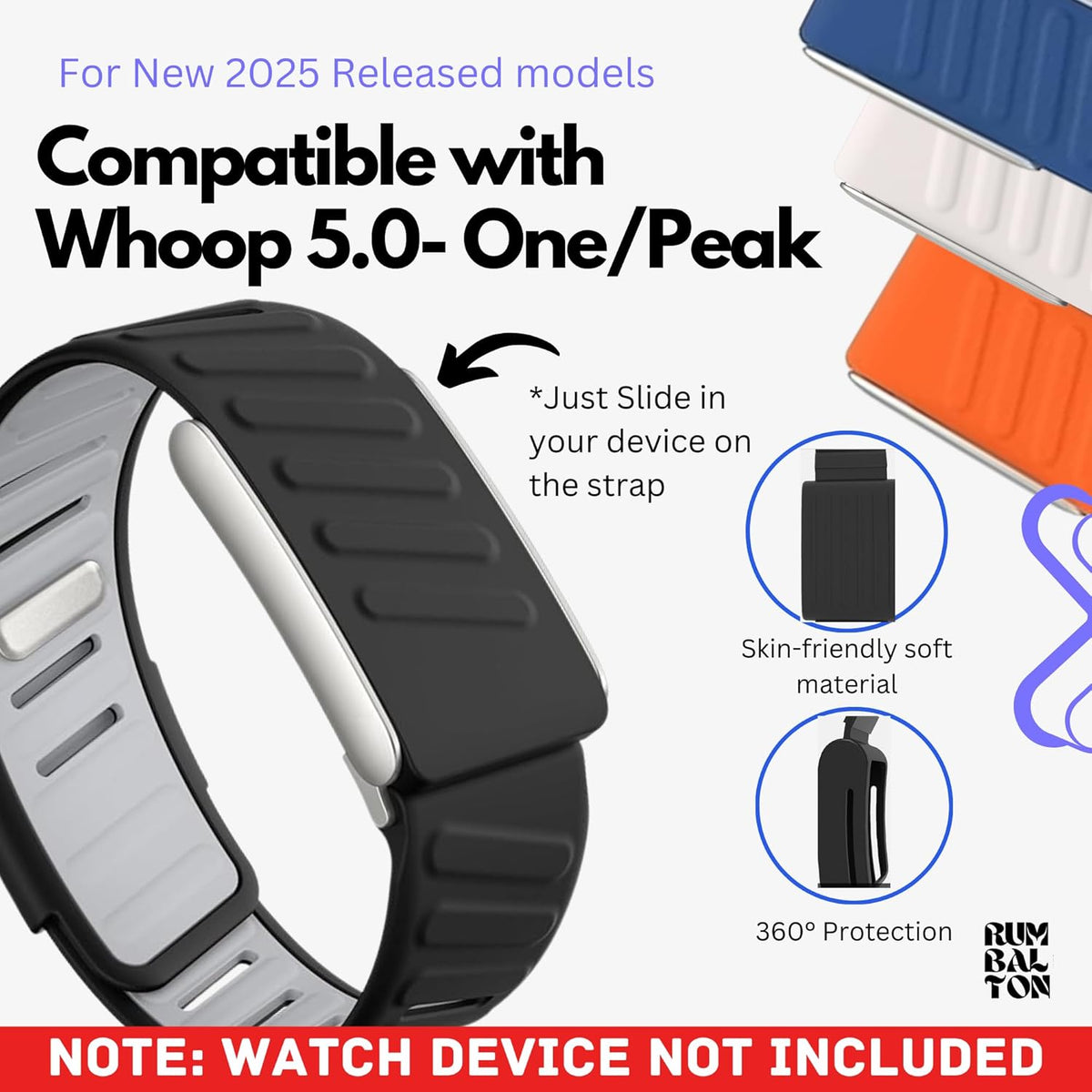 Rumbalton Sport Flex Silicone Straps for WHOOP 5.0 One, Peak, Life/ MG