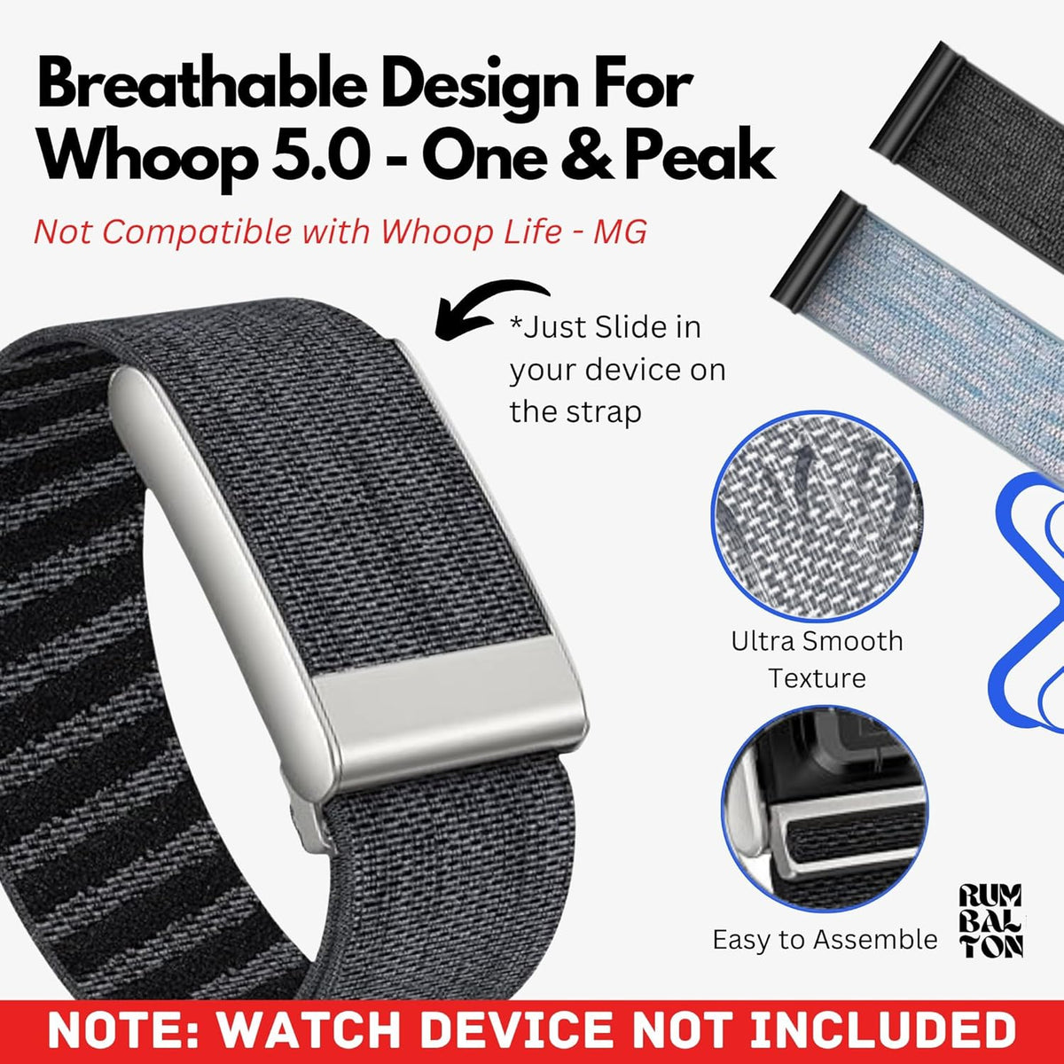 RUMBALTON Nylon Wrist Strap Compatible with WHOOP 5.0 One, Peak & Life